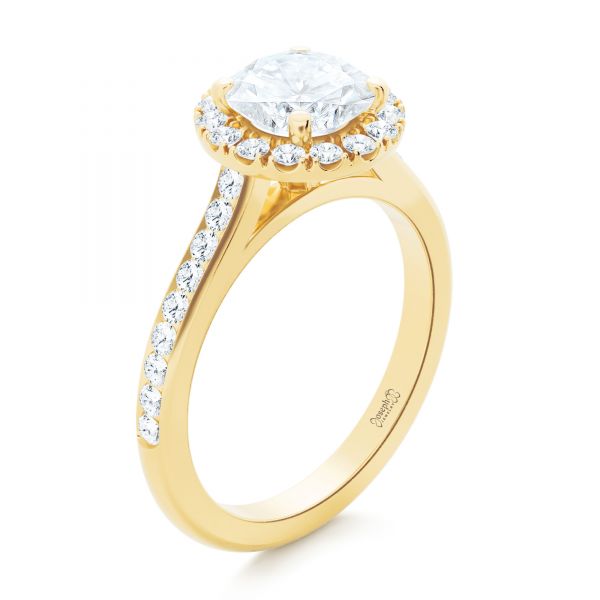 Diamond Halo Engagement Ring with Channel Set Accents - Image