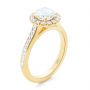 18k Yellow Gold 18k Yellow Gold Diamond Halo Engagement Ring With Channel Set Accents - Three-Quarter View -  107186 - Thumbnail