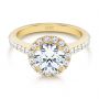 18k Yellow Gold 18k Yellow Gold Diamond Halo Engagement Ring With Channel Set Accents - Flat View -  107186 - Thumbnail