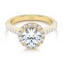 14k Yellow Gold 14k Yellow Gold Diamond Halo Engagement Ring With Channel Set Accents - Flat View -  107186 - Thumbnail
