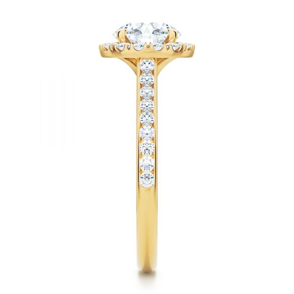 18k Yellow Gold 18k Yellow Gold Diamond Halo Engagement Ring With Channel Set Accents - Side View - 107186