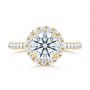 14k Yellow Gold 14k Yellow Gold Diamond Halo Engagement Ring With Channel Set Accents - Top View -  107186 - Thumbnail