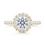 14k Yellow Gold 14k Yellow Gold Diamond Halo Engagement Ring With Channel Set Accents - Top View -  107186 - Thumbnail