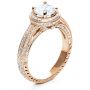 18k Rose Gold 18k Rose Gold Diamond Halo Hand Engraved Engagement Ring - Three-Quarter View -  210 - Thumbnail