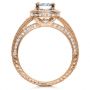 18k Rose Gold 18k Rose Gold Diamond Halo Hand Engraved Engagement Ring - Front View -  210 - Thumbnail
