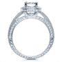 18k White Gold Diamond Halo Hand Engraved Engagement Ring - Front View -  210 - Thumbnail