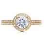 18k Yellow Gold 18k Yellow Gold Diamond Halo Hand Engraved Engagement Ring - Top View -  210 - Thumbnail