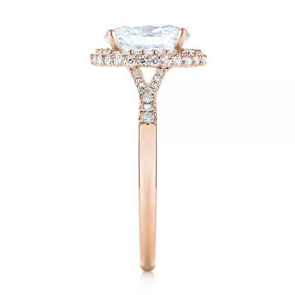 14k Rose Gold 14k Rose Gold Diamond Halo Split Shank Engagement Ring - Side View -  104326