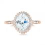 18k Rose Gold 18k Rose Gold Diamond Halo Split Shank Engagement Ring - Top View -  104326 - Thumbnail