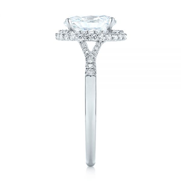 18k White Gold Diamond Halo Split Shank Engagement Ring - Side View - 104326