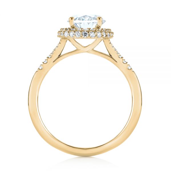 18k Yellow Gold 18k Yellow Gold Diamond Halo Split Shank Engagement Ring - Front View - 104326