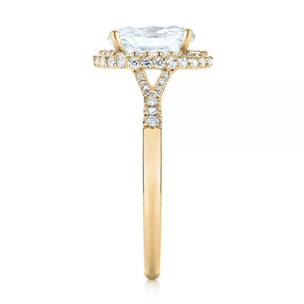 18k Yellow Gold 18k Yellow Gold Diamond Halo Split Shank Engagement Ring - Side View - 104326