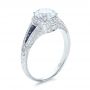 Diamond Halo And Blue Sapphire Engagement Ring - Three-Quarter View -  100391 - Thumbnail
