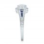 Diamond Halo And Blue Sapphire Engagement Ring - Side View -  100391 - Thumbnail