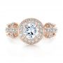 14k Rose Gold 14k Rose Gold Diamond Halo And Cross Engagement Ring - Vanna K - Top View -  100667 - Thumbnail