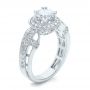 18k White Gold Diamond Halo And Cross Engagement Ring - Vanna K - Three-Quarter View -  100667 - Thumbnail