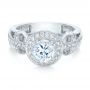 18k White Gold Diamond Halo And Cross Engagement Ring - Vanna K - Flat View -  100667 - Thumbnail
