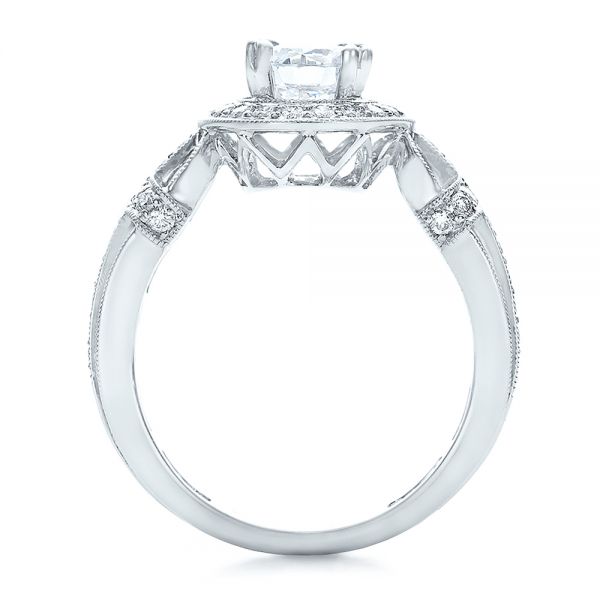 14k White Gold 14k White Gold Diamond Halo And Cross Engagement Ring - Vanna K - Front View -  100667