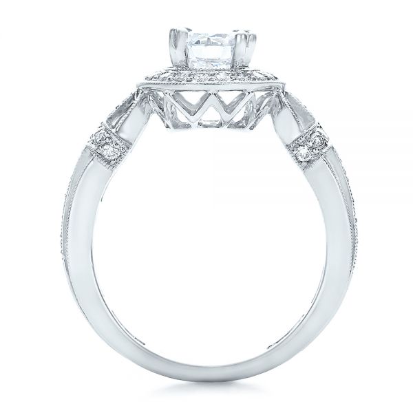 18k White Gold Diamond Halo And Cross Engagement Ring - Vanna K - Front View - 100667