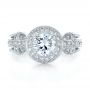 14k White Gold 14k White Gold Diamond Halo And Cross Engagement Ring - Vanna K - Top View -  100667 - Thumbnail