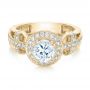 14k Yellow Gold 14k Yellow Gold Diamond Halo And Cross Engagement Ring - Vanna K - Flat View -  100667 - Thumbnail