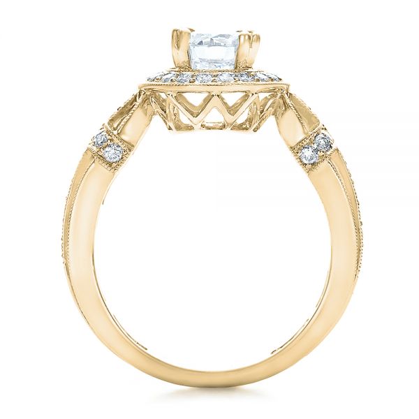 14k Yellow Gold 14k Yellow Gold Diamond Halo And Cross Engagement Ring - Vanna K - Front View -  100667