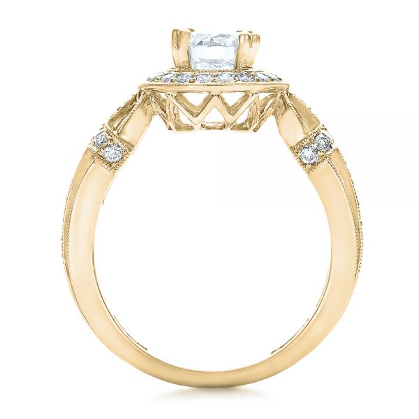 18k Yellow Gold 18k Yellow Gold Diamond Halo And Cross Engagement Ring - Vanna K - Front View - 100667