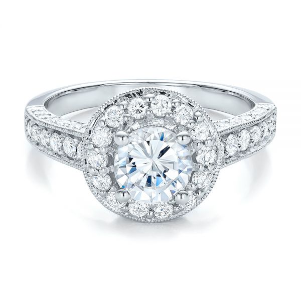 Diamond Halo And Filigree Engagement Ring - Vanna K #100684 - Seattle ...