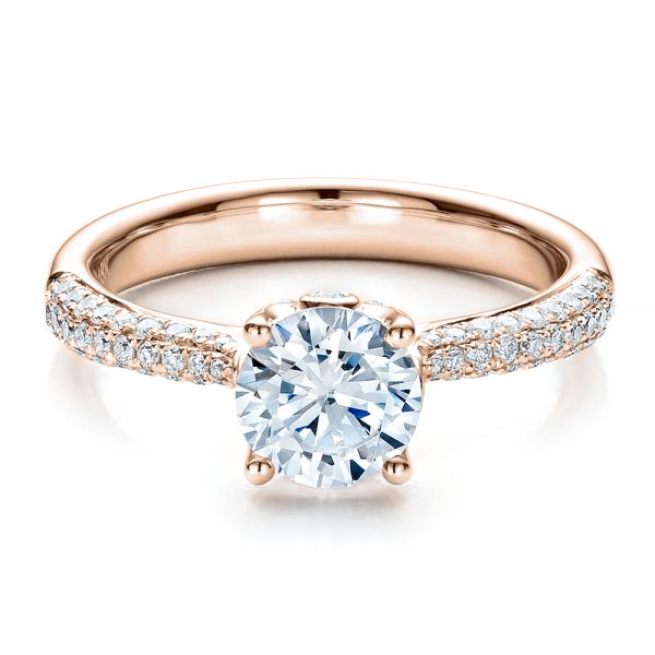 14k Rose Gold 14k Rose Gold Diamond Pave Engagement Ring - Flat View - 100008