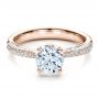 18k Rose Gold 18k Rose Gold Diamond Pave Engagement Ring - Flat View -  100008 - Thumbnail