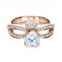 14k Rose Gold 14k Rose Gold Diamond Pave Engagement Ring - Flat View -  1281 - Thumbnail