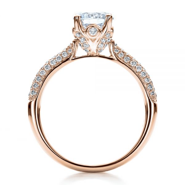 18k Rose Gold 18k Rose Gold Diamond Pave Engagement Ring - Front View -  100008
