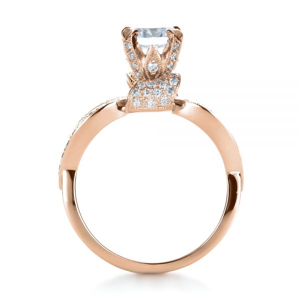 18k Rose Gold 18k Rose Gold Diamond Pave Engagement Ring - Front View -  1281