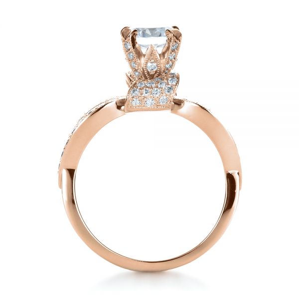 18k Rose Gold 18k Rose Gold Diamond Pave Engagement Ring - Front View - 1281