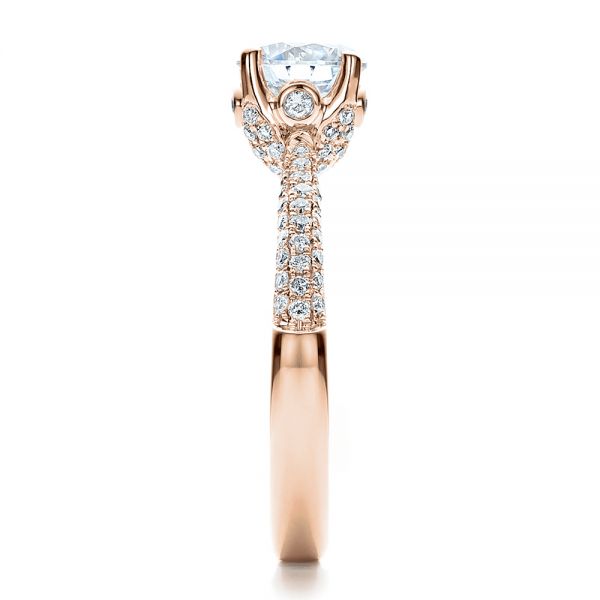 14k Rose Gold 14k Rose Gold Diamond Pave Engagement Ring - Side View -  100008