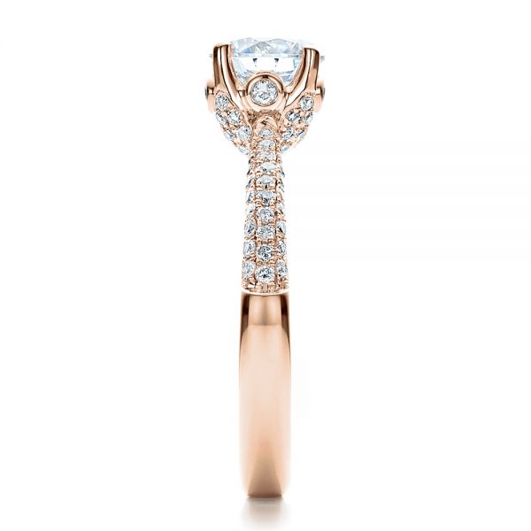 14k Rose Gold 14k Rose Gold Diamond Pave Engagement Ring - Side View - 100008