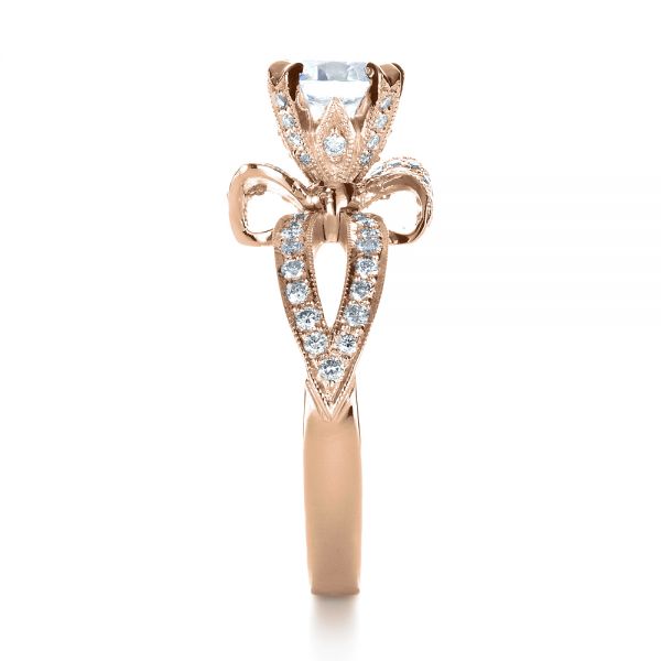 14k Rose Gold 14k Rose Gold Diamond Pave Engagement Ring - Side View -  1281