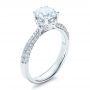 18k White Gold Diamond Pave Engagement Ring - Three-Quarter View -  100008 - Thumbnail