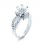 14k White Gold Diamond Pave Engagement Ring - Three-Quarter View -  1281 - Thumbnail