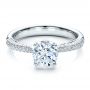 18k White Gold Diamond Pave Engagement Ring - Flat View -  100008 - Thumbnail