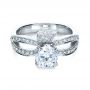 14k White Gold Diamond Pave Engagement Ring - Flat View -  1281 - Thumbnail