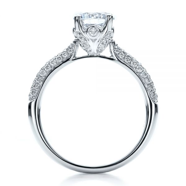 14k White Gold 14k White Gold Diamond Pave Engagement Ring - Front View -  100008