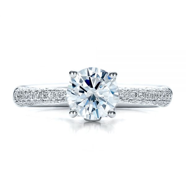  Platinum Platinum Diamond Pave Engagement Ring - Top View -  100008