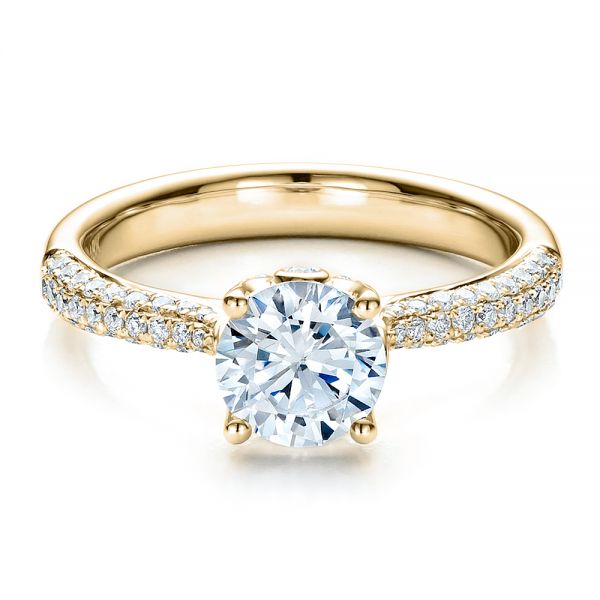18k Yellow Gold 18k Yellow Gold Diamond Pave Engagement Ring - Flat View -  100008