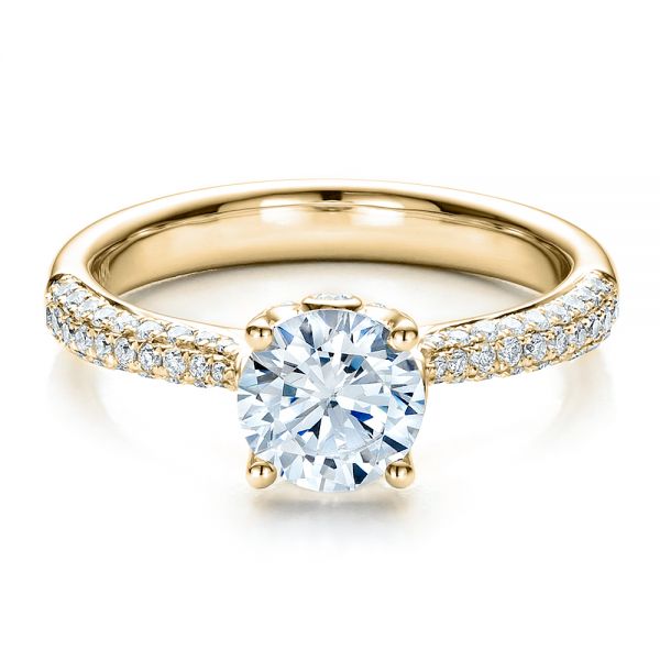 18k Yellow Gold 18k Yellow Gold Diamond Pave Engagement Ring - Flat View - 100008