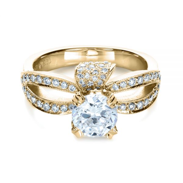 14k Yellow Gold 14k Yellow Gold Diamond Pave Engagement Ring - Flat View -  1281