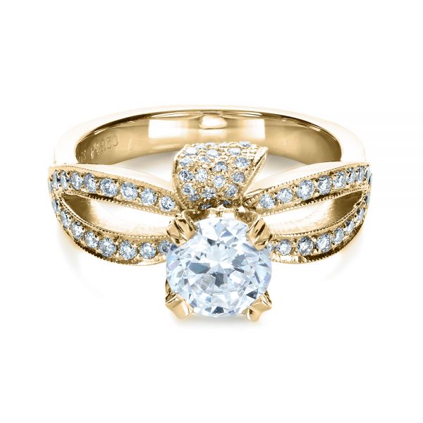 14k Yellow Gold 14k Yellow Gold Diamond Pave Engagement Ring - Flat View - 1281