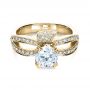 18k Yellow Gold 18k Yellow Gold Diamond Pave Engagement Ring - Flat View -  1281 - Thumbnail
