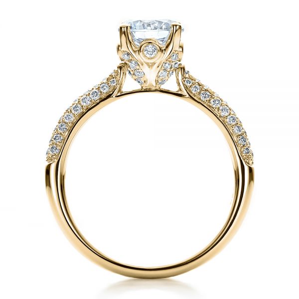 18k Yellow Gold 18k Yellow Gold Diamond Pave Engagement Ring - Front View -  100008