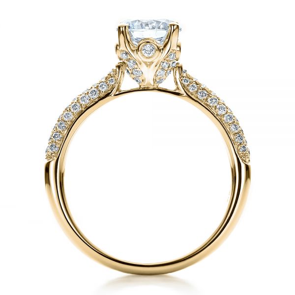 18k Yellow Gold 18k Yellow Gold Diamond Pave Engagement Ring - Front View - 100008